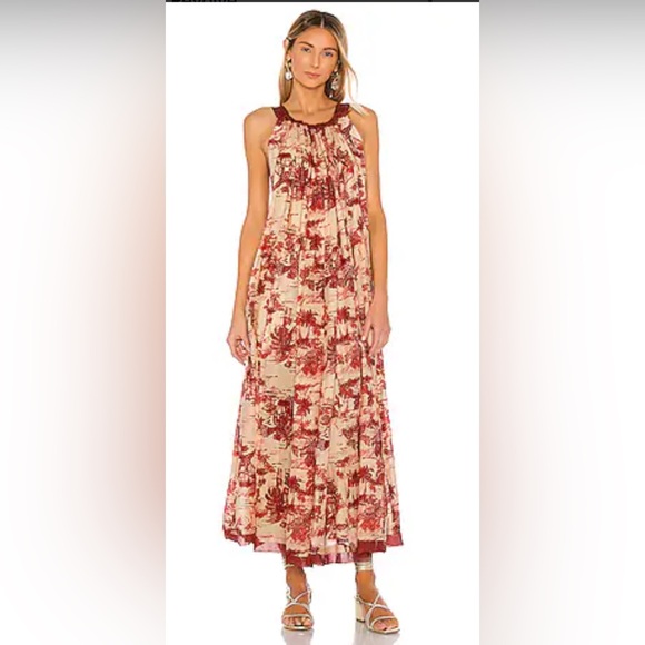 Free People Jungle Toille Maxi Dress in Tea Large NWT - Picture 2 of 14